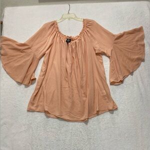 Bobeau Apricot Bell Sleeve 2X Blouse
